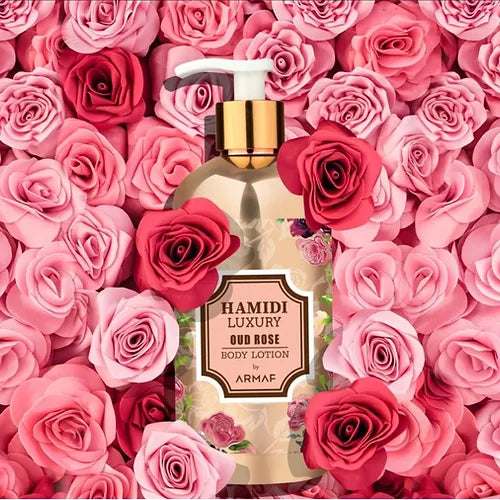 Hamidi Luxury Oud Rose 2pc Set .16.9 oz Body Lotion /16.9 oz Shower Gel
